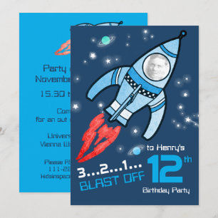 Invitación azul de 12 años para los niños del cohe