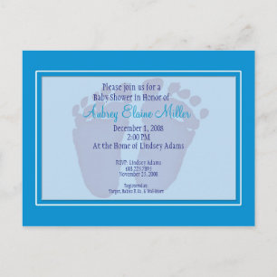Invitación azul de Baby Shower de la huella