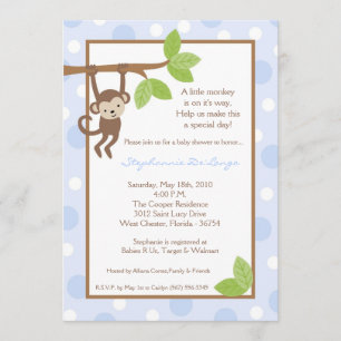 invitación azul de Baby Shower de la selva del