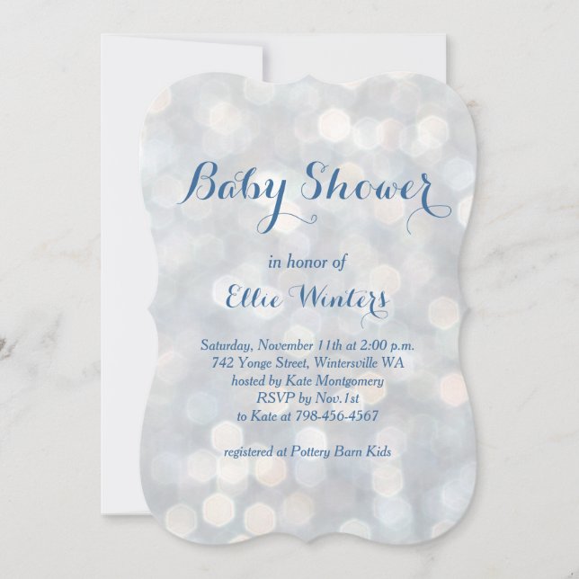 Invitación azul de Baby Shower de las luces (Anverso)