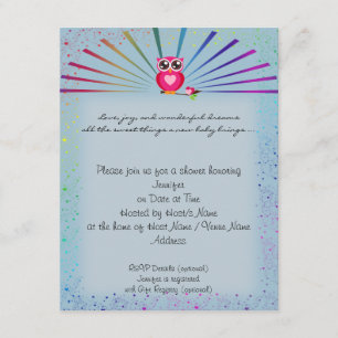 Invitación azul de Baby Shower del búho del arco