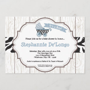 invitación azul de Baby Shower del cochecito del