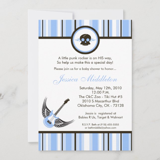 invitación azul de Baby Shower del eje de balancín (Anverso)