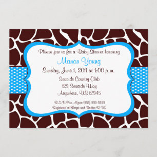 Invitación azul de Baby Shower del estampado de