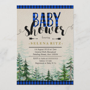 Invitación azul de Baby Shower del muchacho de la