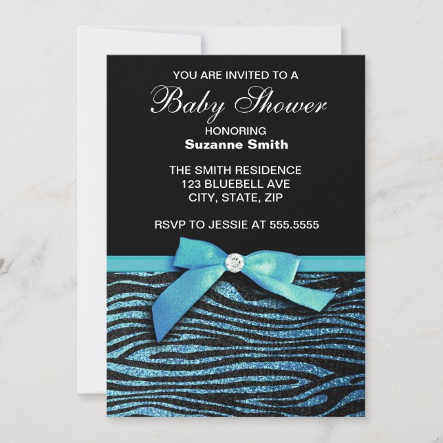 Invitación azul de Baby Shower del muchacho de la (Anverso)
