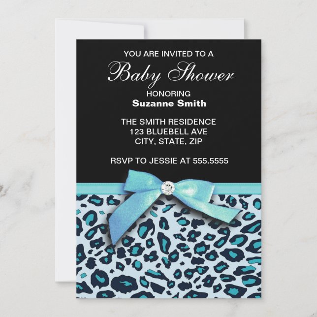Invitación azul de Baby Shower del muchacho del (Anverso)
