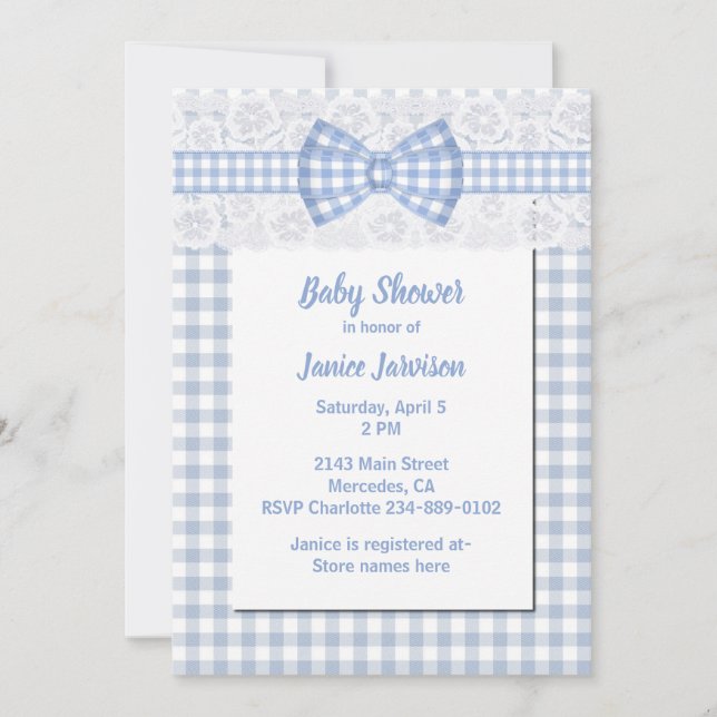 Invitación azul de Baby Shower del país de la (Anverso)