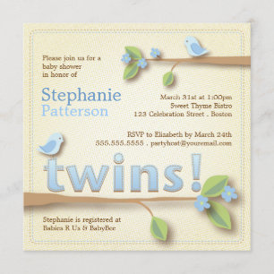Invitación azul de Baby Shower para los niños geme