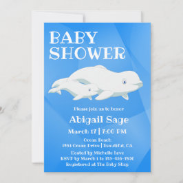 Invitación Azul de ballena Beluga, Baby Shower del océano Árt