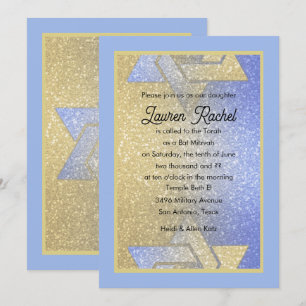 Invitación azul de Bat Mitzvah con gradiente brill