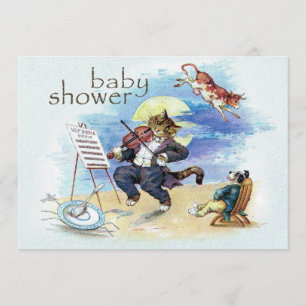Invitación Azul de Cat y Fiddle Baby Shower