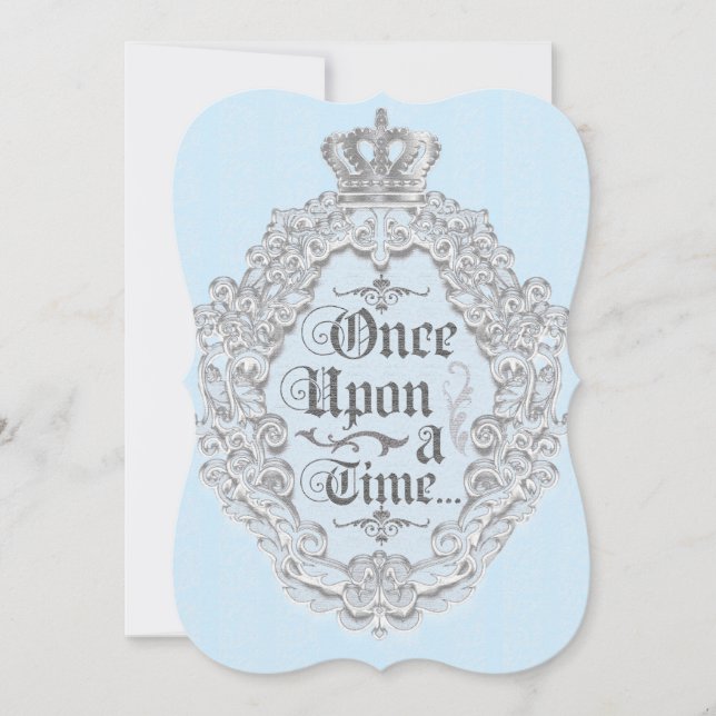 Invitación Azul de Cuento de Hadas Antiguo (Anverso)