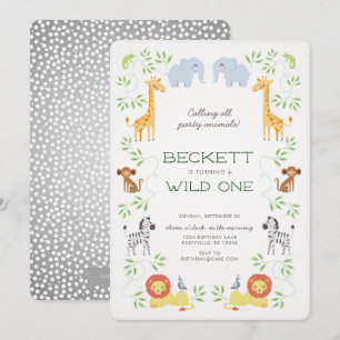 Invitación azul de cumpleaños a los animales árabe