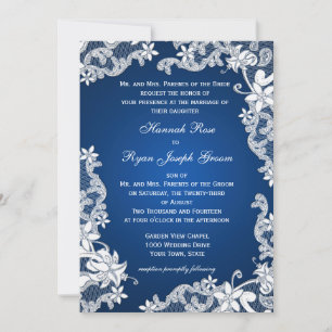 Invitación Azul de diseño floral de campo vintage