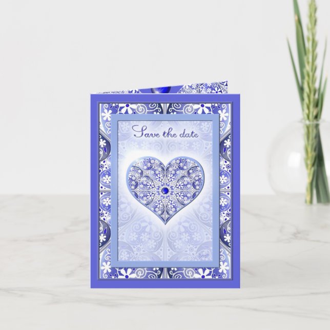 Invitación Azul de encaje cerámico de Grecia (Anverso)