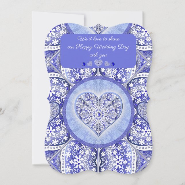 Invitación Azul de encaje cerámico de Grecia (Anverso)