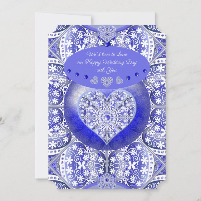 Invitación Azul de encaje cerámico de Grecia (Anverso)