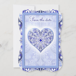 Invitación Azul de encaje cerámico de Grecia