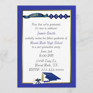 Invitación azul de encargo de la fiesta de