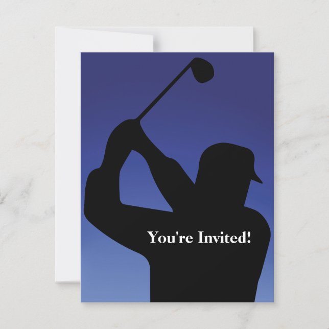 Invitación azul de golf masculino (Anverso)