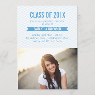 Invitación azul de invitación a graduación de Chev
