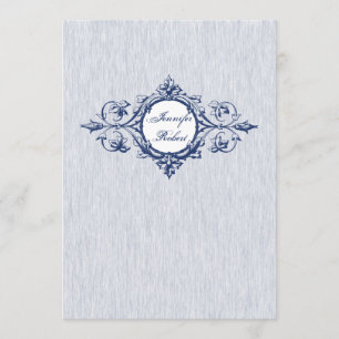 Invitación azul de la boda de la elegancia del