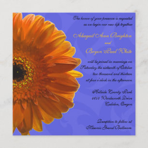 Invitación azul de la boda de la margarita