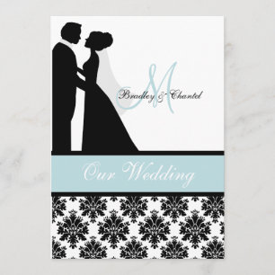 Invitación azul de la boda de los pares de la boda