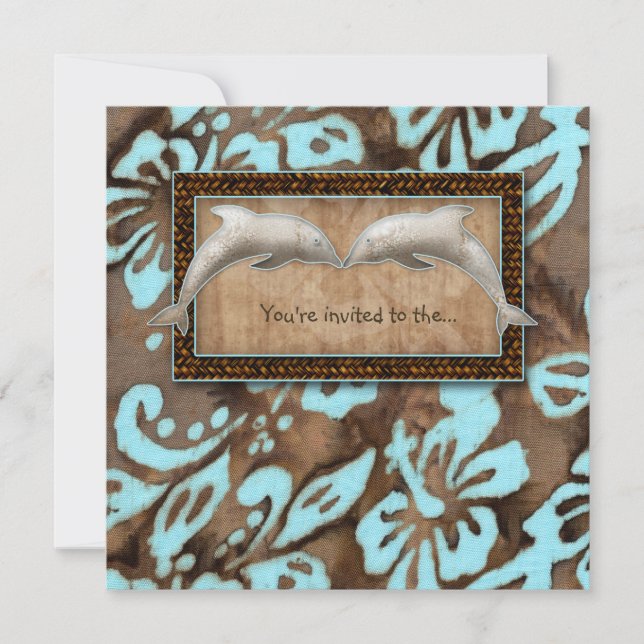 Invitación Azul de la boda de playa del delfín de la (Anverso)