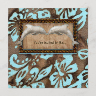 Invitación Azul de la boda de playa del delfín de la