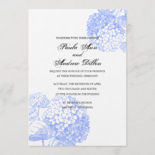 Invitación azul de la boda del Hydrangea