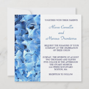 Invitación azul de la boda del Hydrangea