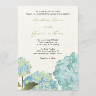 Invitación azul de la boda del Hydrangea