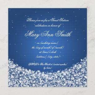 Invitación Azul de la chispa de la estrella de la fiesta de