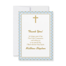 Azul de la comunión con puntos de polka de oro