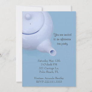 Invitación azul de la fiesta del té