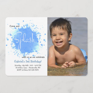 Invitación azul de la foto del chapoteo