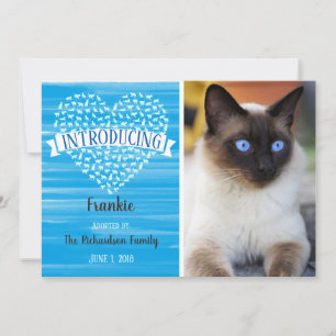 Invitación azul de la foto del mascota del corazón