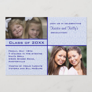 Invitación azul de la graduación de la foto del