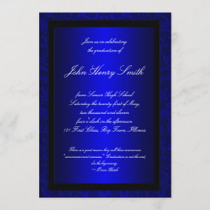Invitación azul de la graduación del Relieve