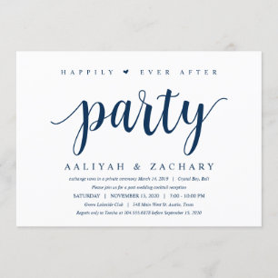 Invitación Azul de la Marina Cuta Rusa Moderna, Elopement Bod