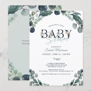 Invitación Azul de la Marina de Guerra de Eucalipto de Baby S