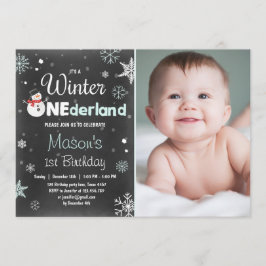 Invitación Azul de la menta del muñeco de nieve de la fiesta