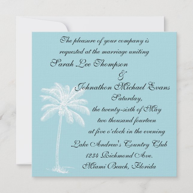 Invitación azul de la partida de la playa (Anverso)