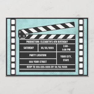 Invitación Azul de la tablilla del fiesta de la película