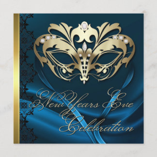 Invitación azul de los Años Nuevos de la máscara