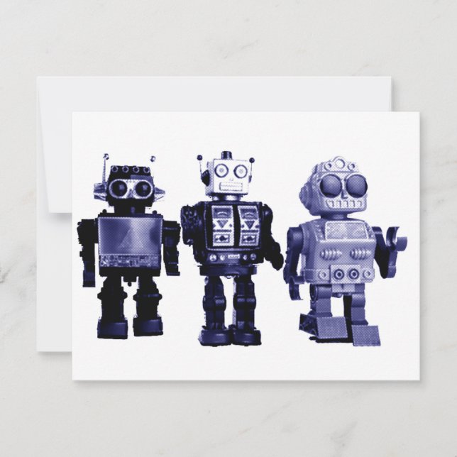 invitación azul de los robots (Anverso)