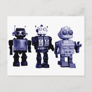 invitación azul de los robots