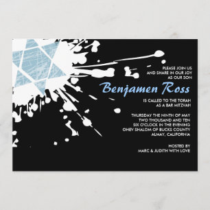 Invitación azul de Mitzvah del palo de la barra de